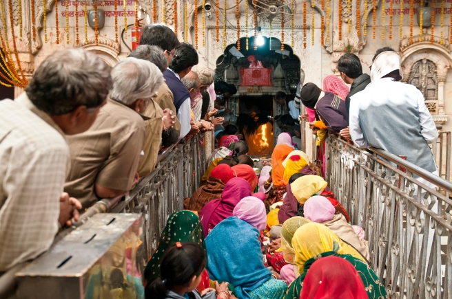 Devotees at the Rat Temple in Deshnoke, Rajasthan
